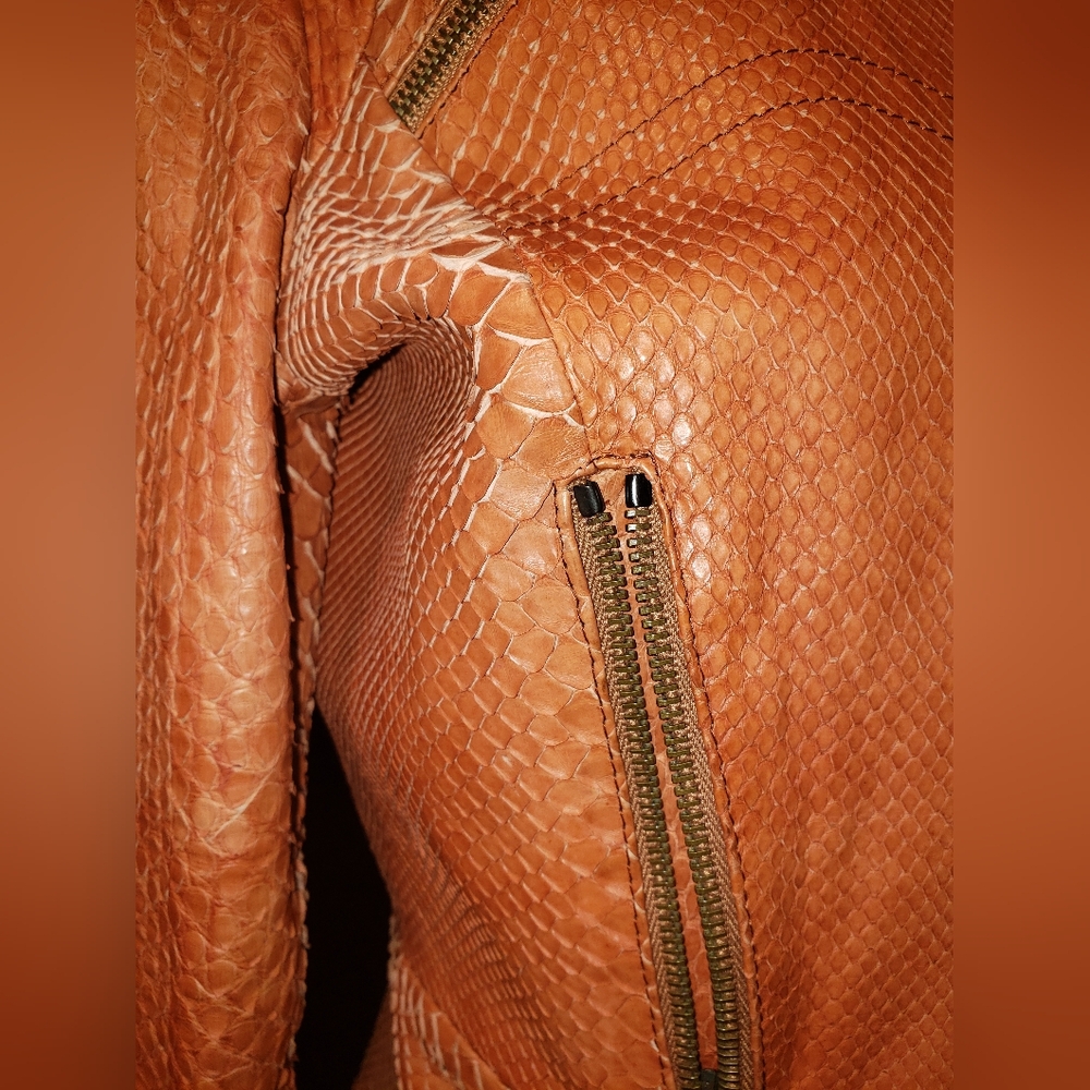 Sollecttic Genuine Python Snakeskin Burnt Orange … - image 2